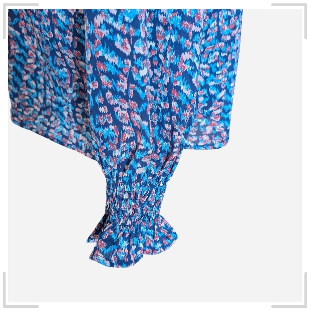 Chic Women's Blue and Pink Blouse - Picture 4 of 8